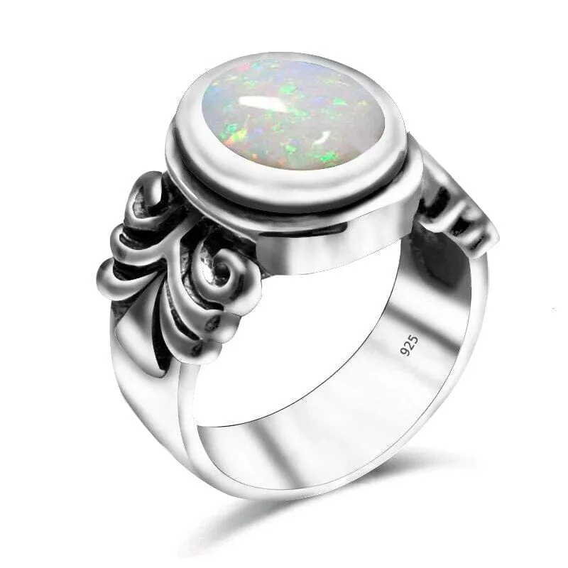 Gothic Vintage Opal 925 Sterling Silver Ring