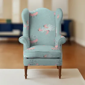 Graceful Cranes Sofa and Chairs Upholstery Fabric Pink & Teal