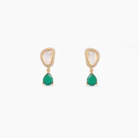 Graceful Green Moissanite Silver Drop Earrings