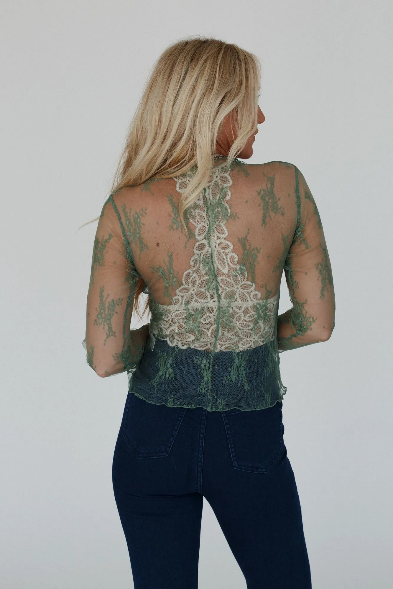 Graceful Lace Top - Sage