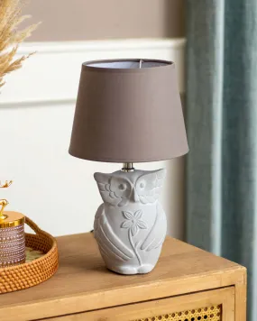 'Graceful Night' Owl Figurine Table Lamp - Grey