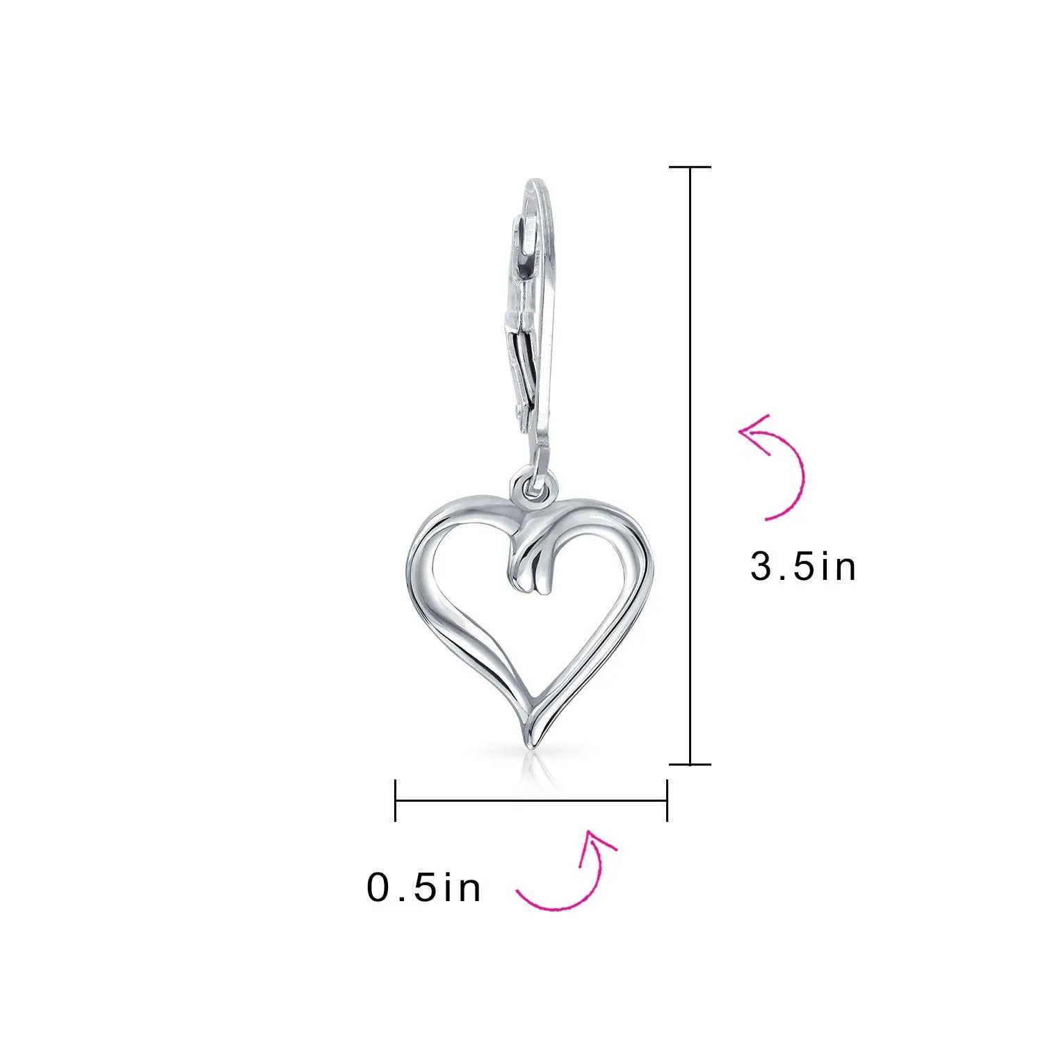 Heart Romantic Lever back Earrings Rose Gold Plated .925 Sterling Silver