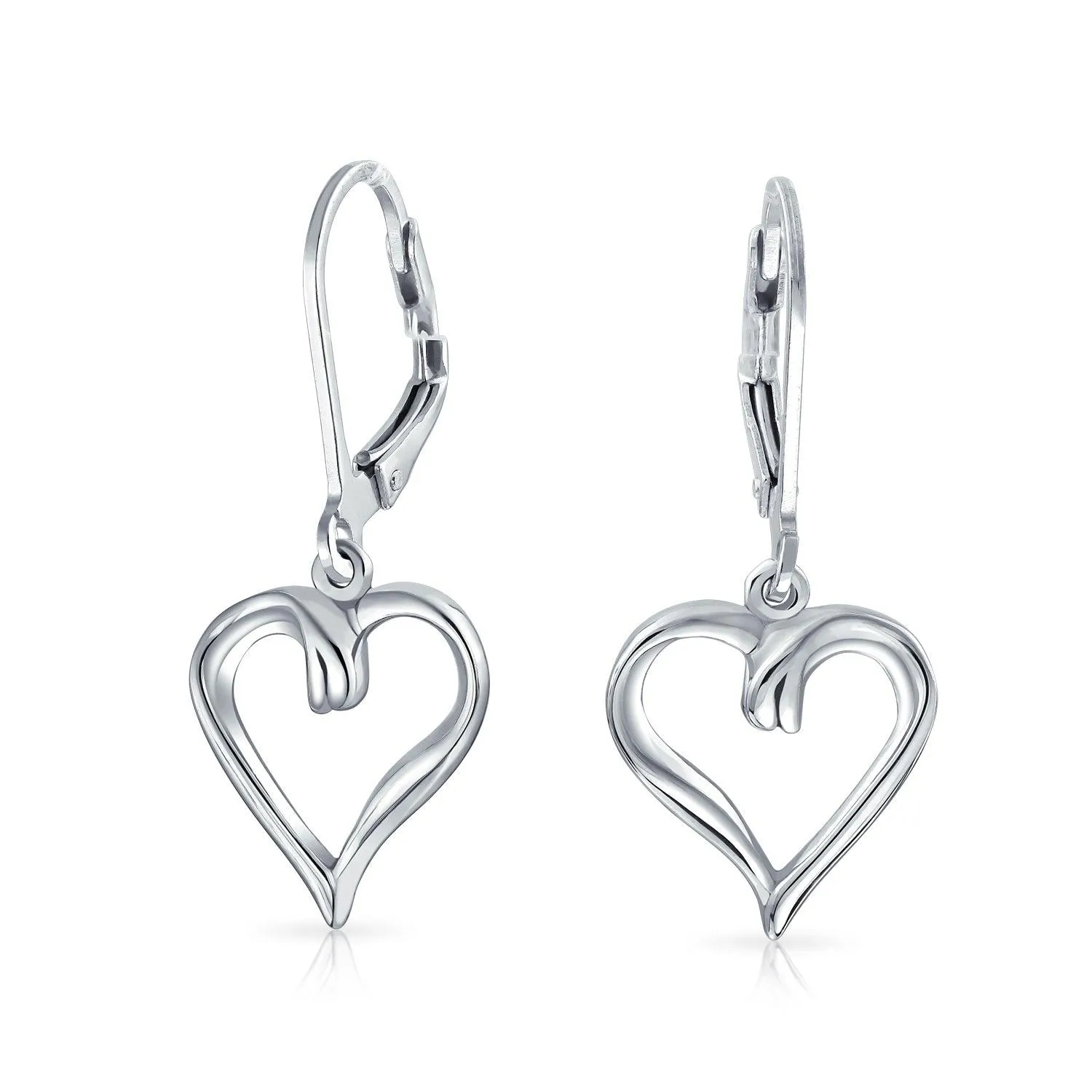 Heart Romantic Lever back Earrings Rose Gold Plated .925 Sterling Silver