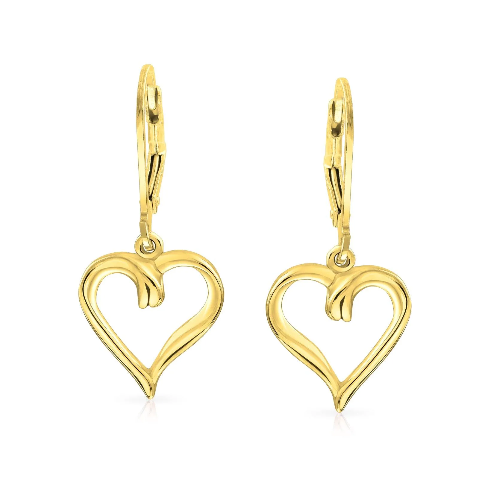 Heart Romantic Lever back Earrings Rose Gold Plated .925 Sterling Silver