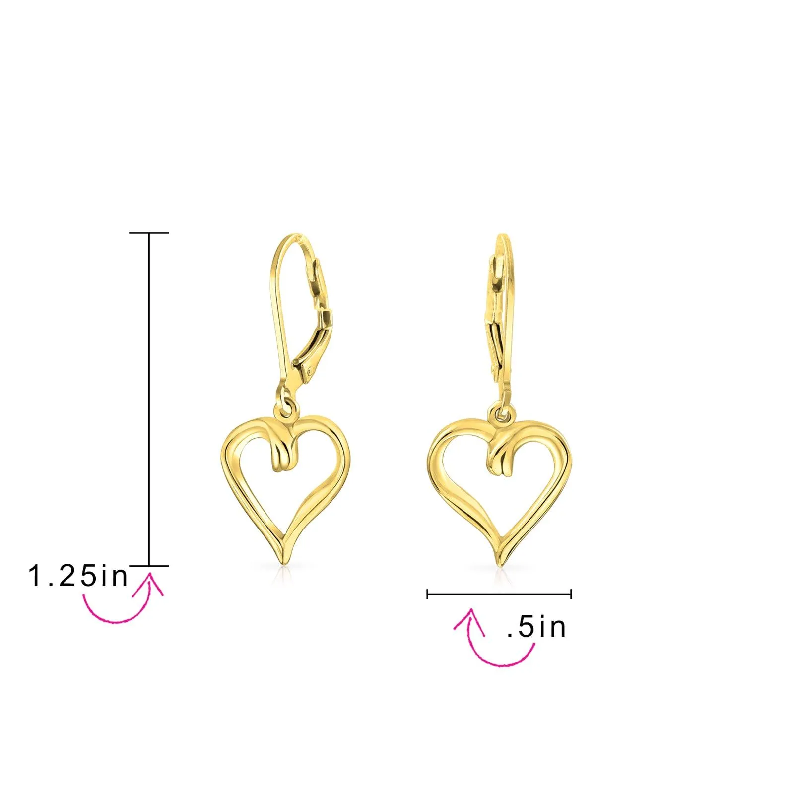 Heart Romantic Lever back Earrings Rose Gold Plated .925 Sterling Silver