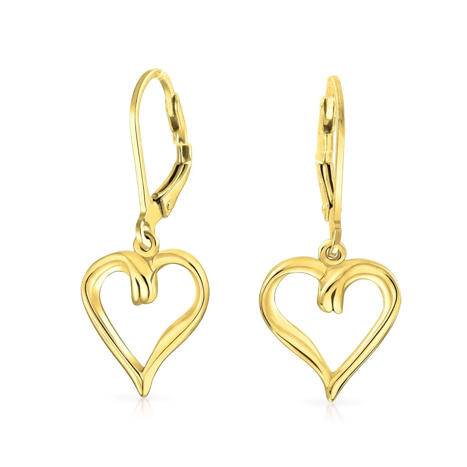 Heart Romantic Lever back Earrings Rose Gold Plated .925 Sterling Silver