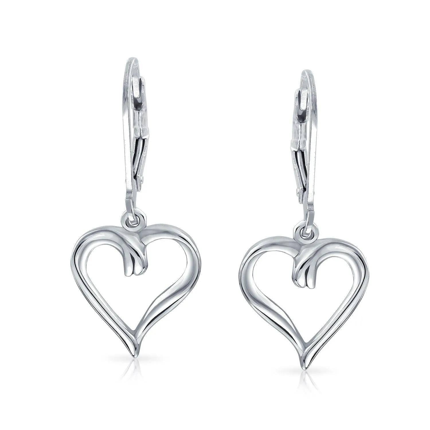 Heart Romantic Lever back Earrings Rose Gold Plated .925 Sterling Silver