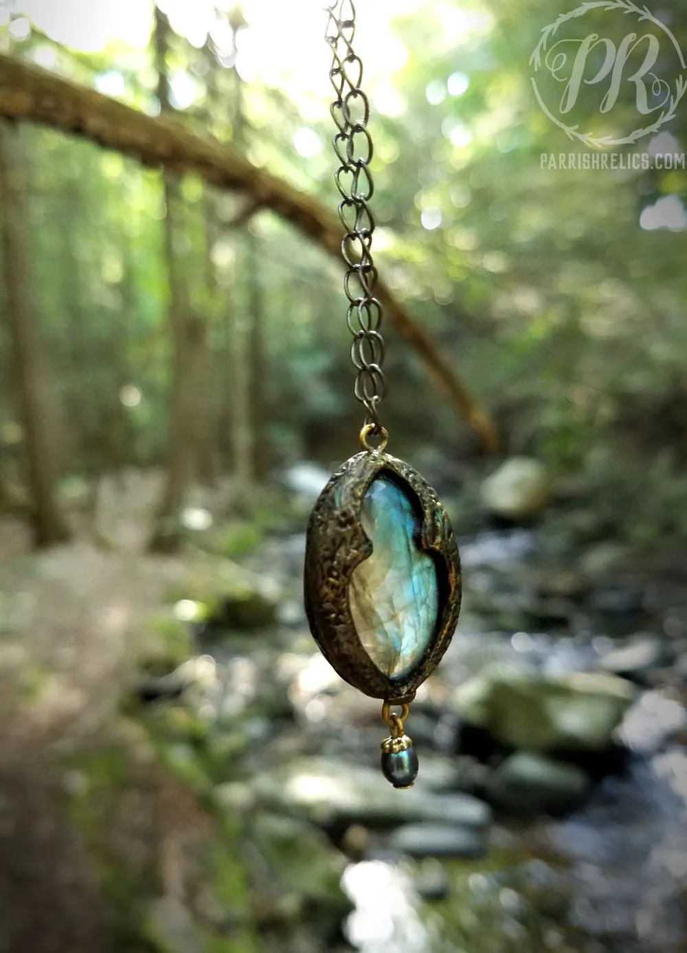 Hercynia ~ Labradorite & Pearl Gothic Arch Amulet