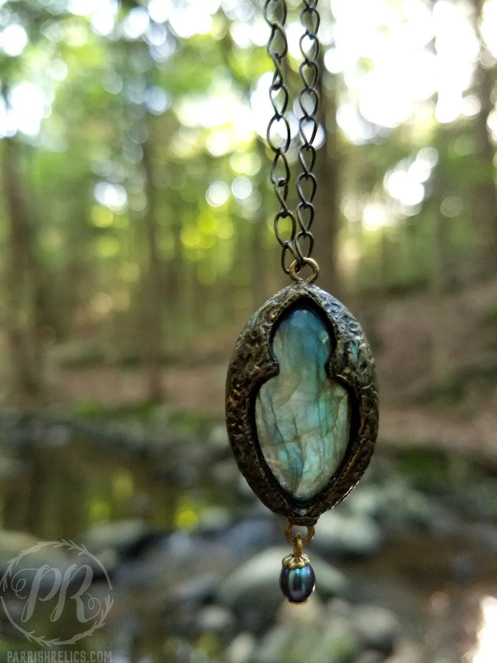 Hercynia ~ Labradorite & Pearl Gothic Arch Amulet