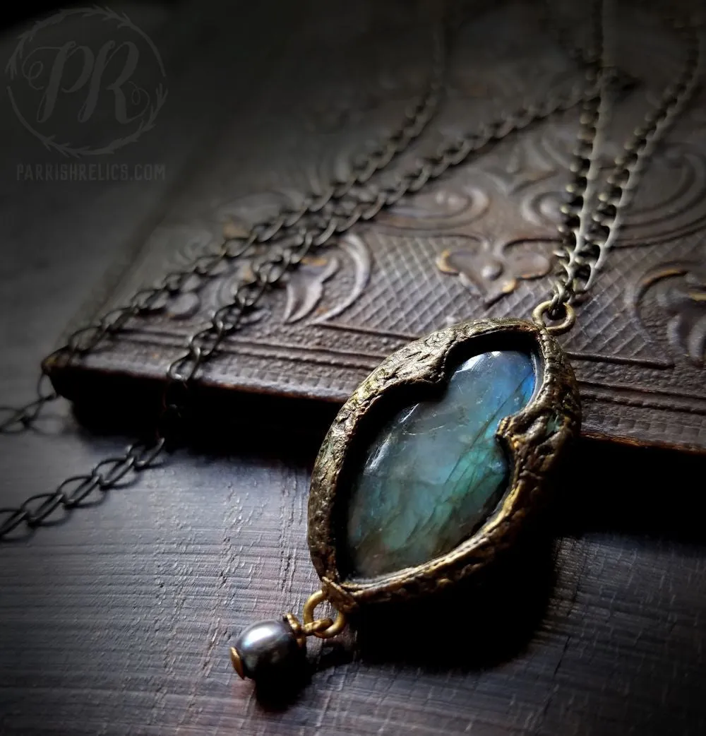 Hercynia ~ Labradorite & Pearl Gothic Arch Amulet