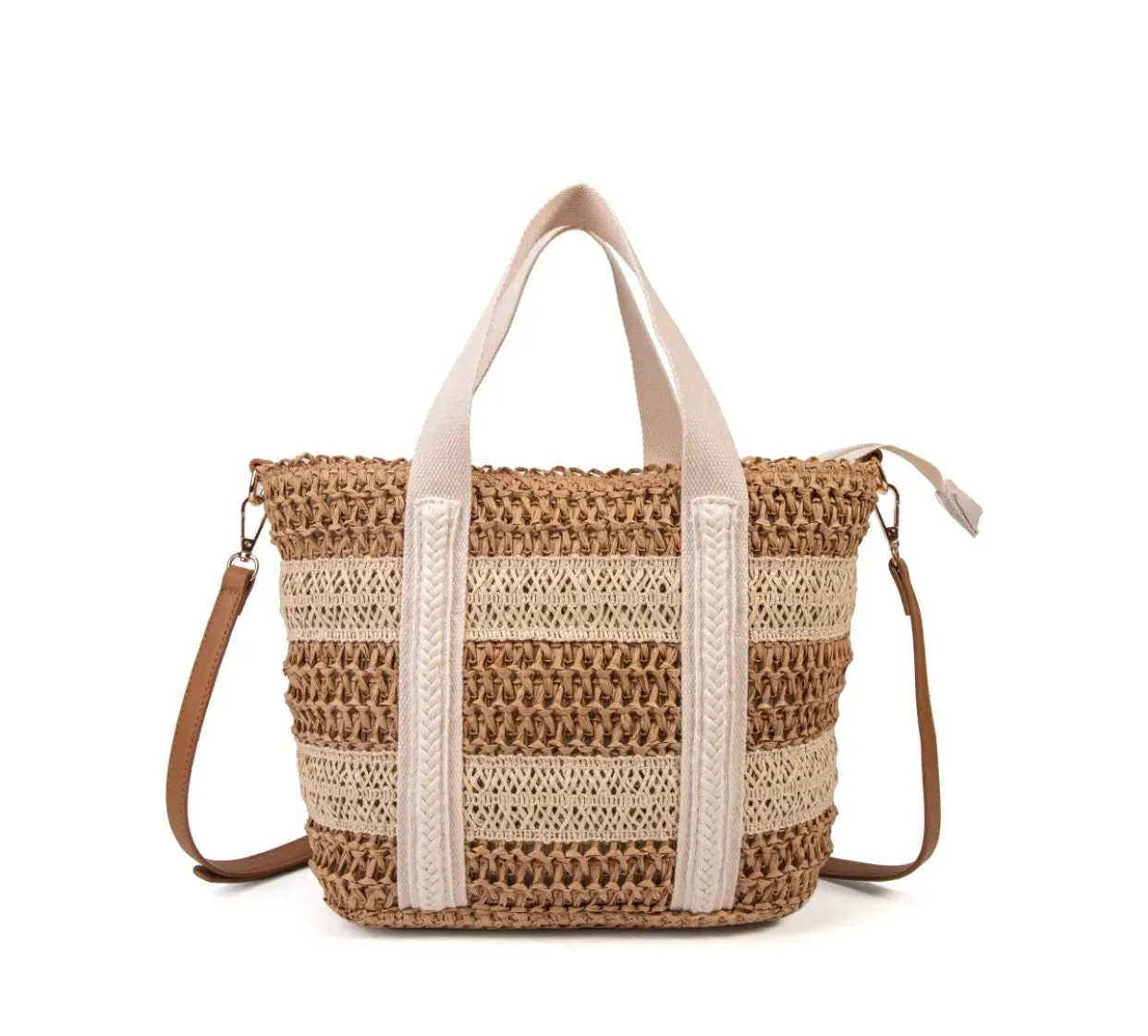 IRIS BEIGE/NATURAL - Bolso rafia