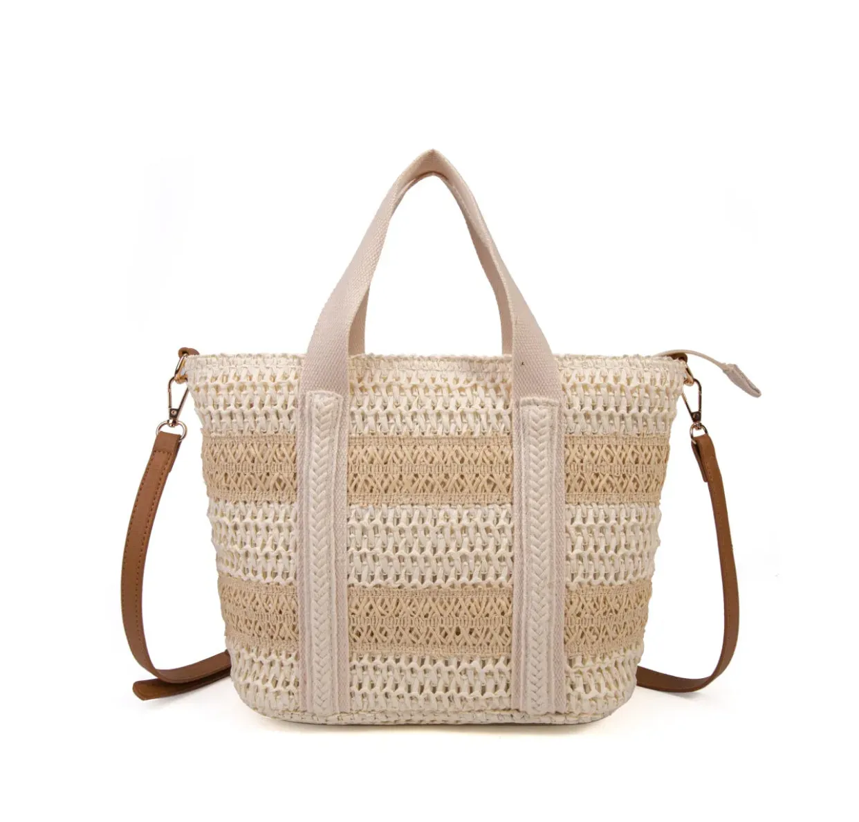 IRIS BEIGE/NATURAL - Bolso rafia