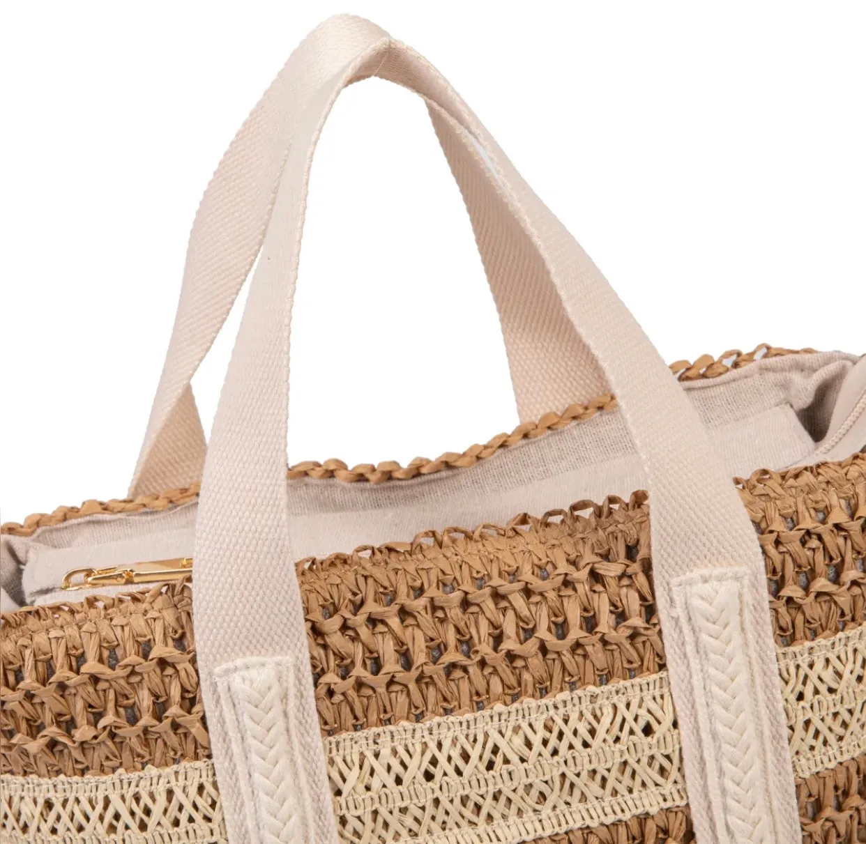 IRIS BEIGE/NATURAL - Bolso rafia