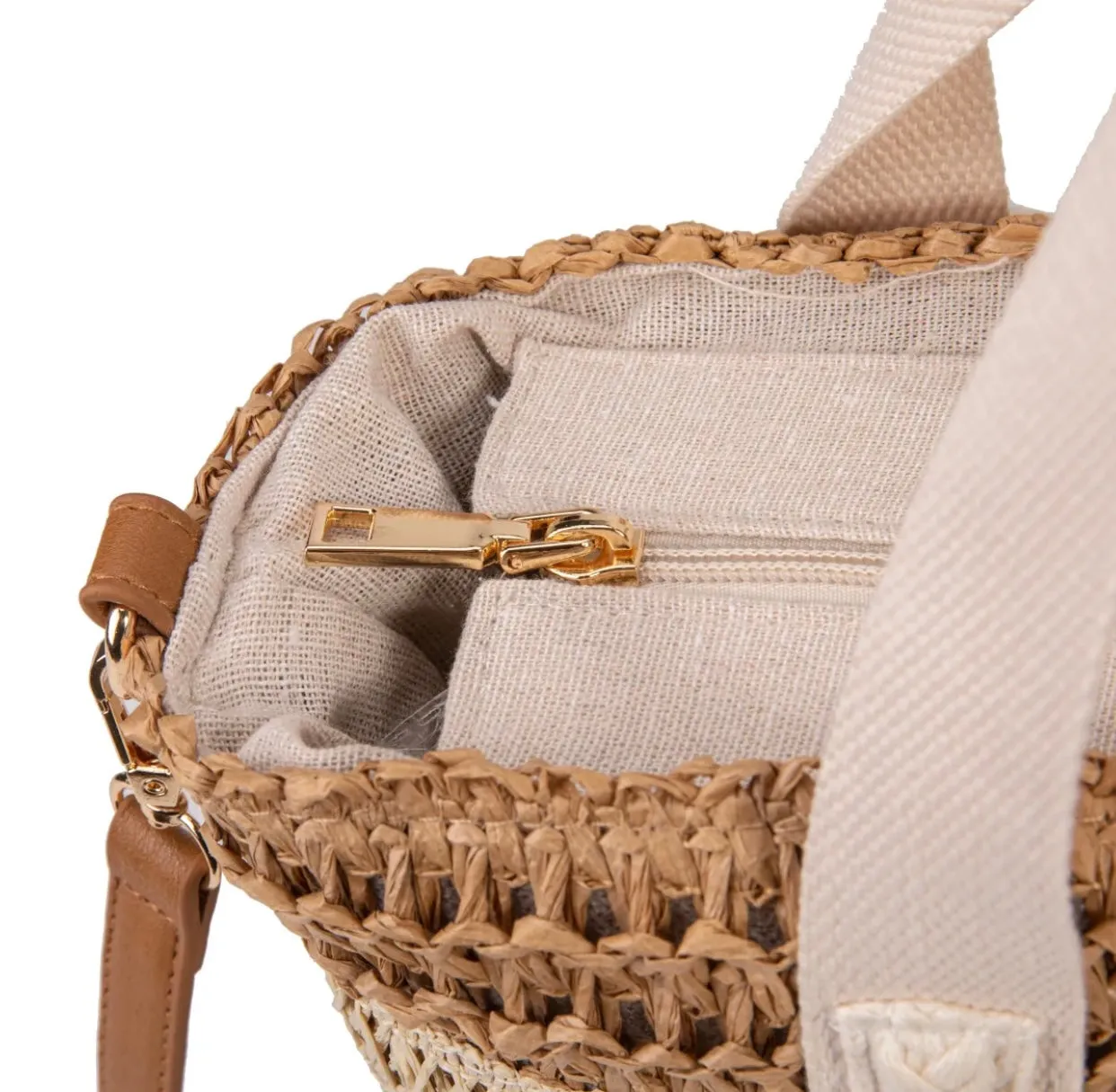 IRIS BEIGE/NATURAL - Bolso rafia