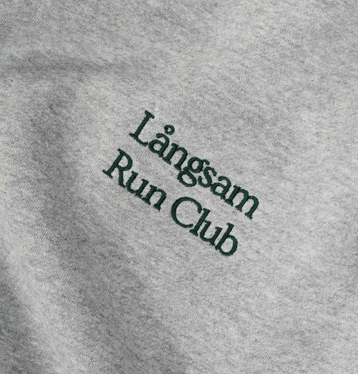 Lngsam Run Club Embroidered Logo Hooded Sweatshirt in Athletic Heather