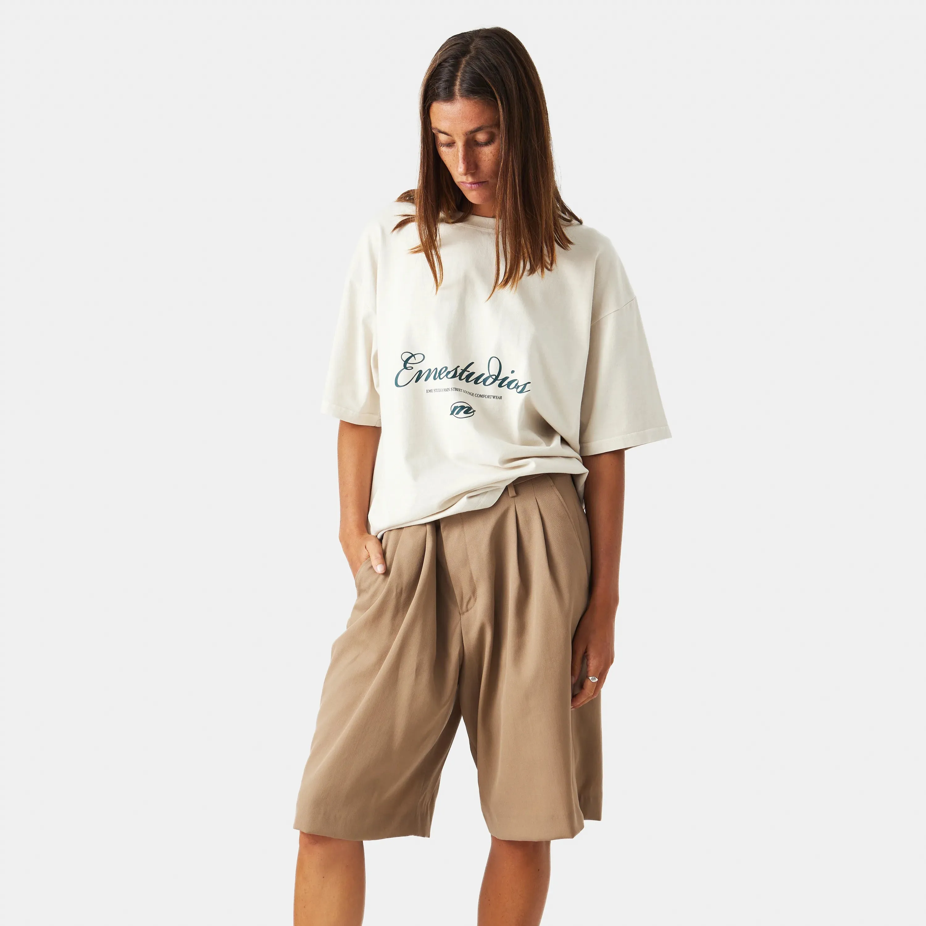 Main Street Off Sand Oversized Tee