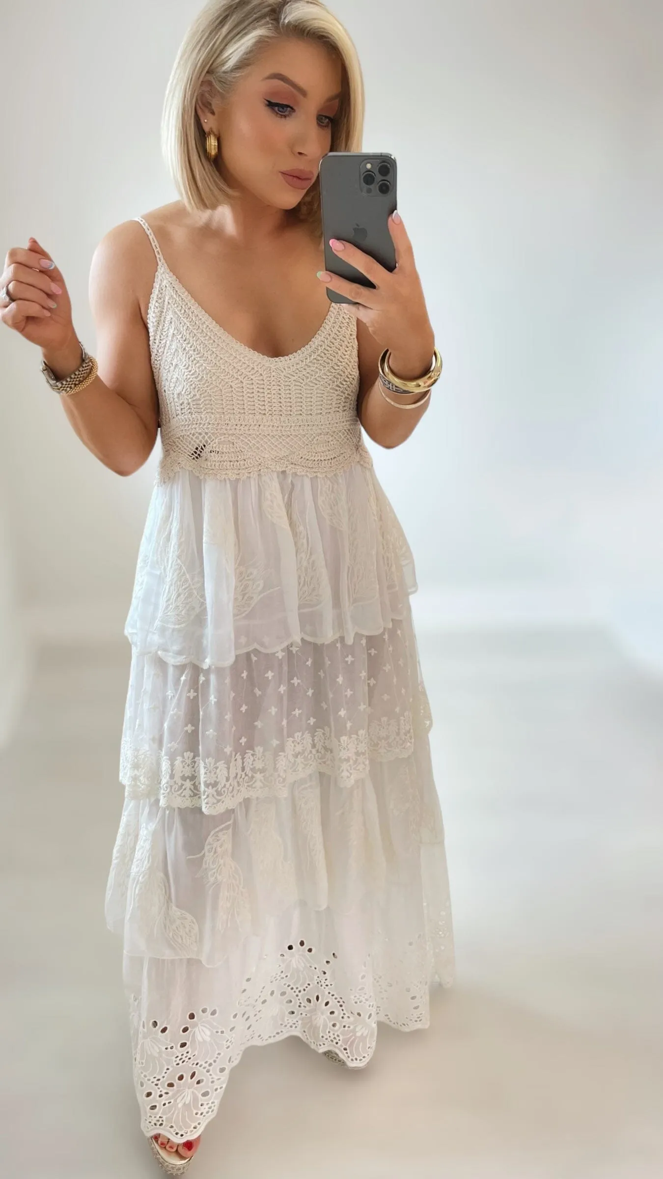 MARMARIS CROCHET & LACE DRESS - NATURAL