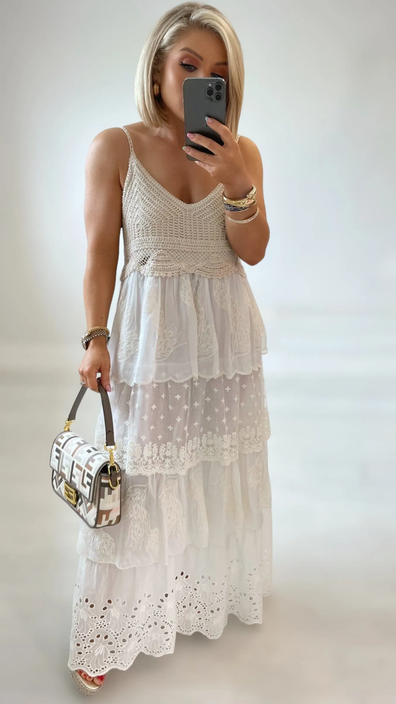 MARMARIS CROCHET & LACE DRESS - NATURAL