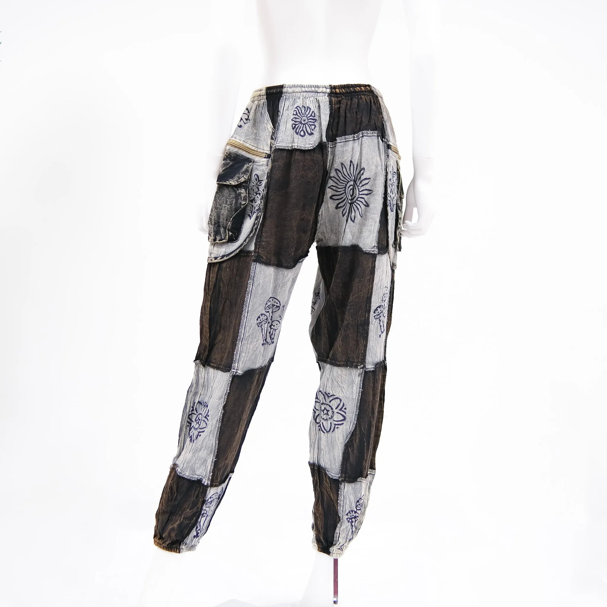 Patch Cotton Gothic Style Unisex Pants