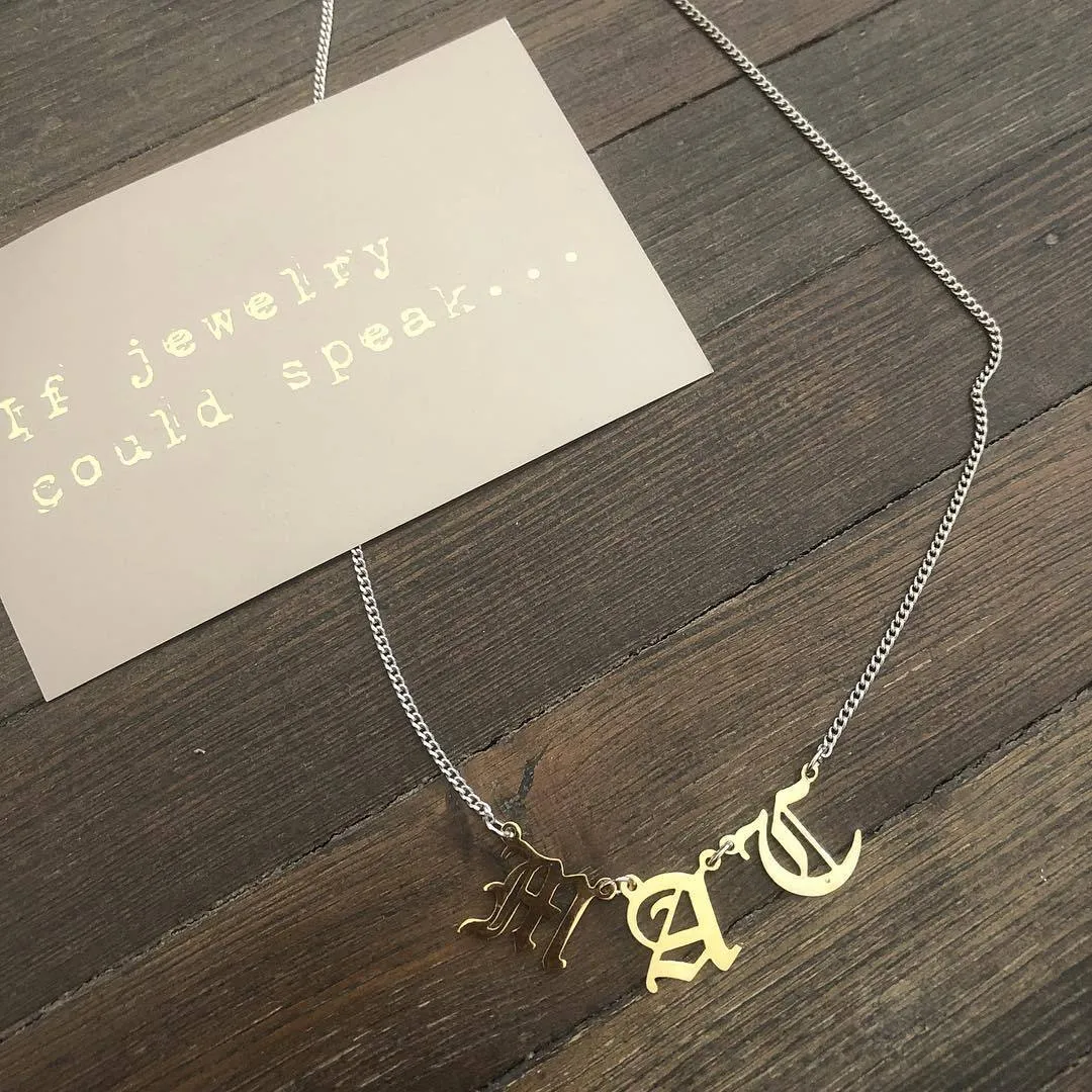 Personalized Gothic Letter Necklace