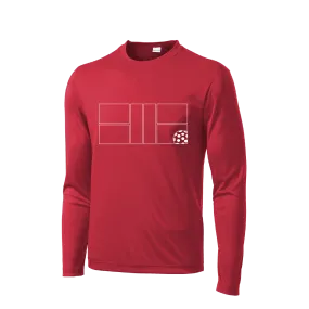 Pickleball Court | Men's Long Sleeve Athletic Shirt | 100% Polyester