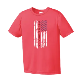 Pickleball Flag (Vertical) | Youth Short Sleeve Athletic Shirt | 100% Polyester