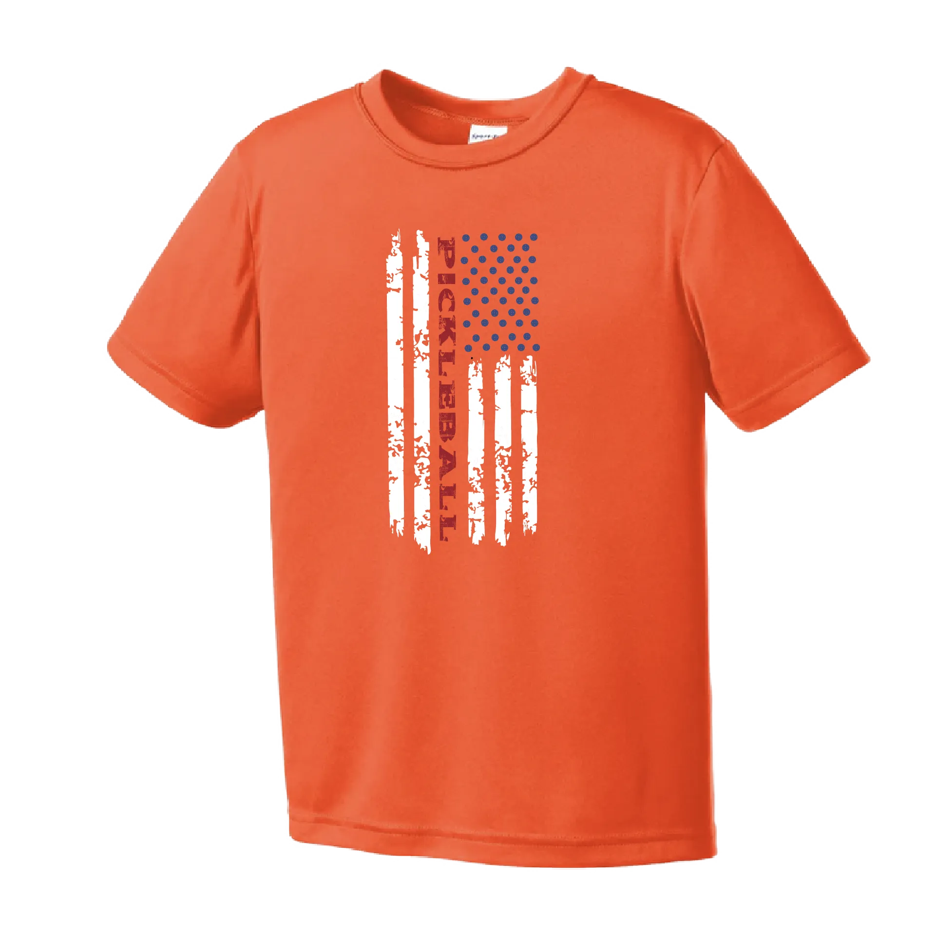 Pickleball Flag (Vertical) | Youth Short Sleeve Athletic Shirt | 100% Polyester