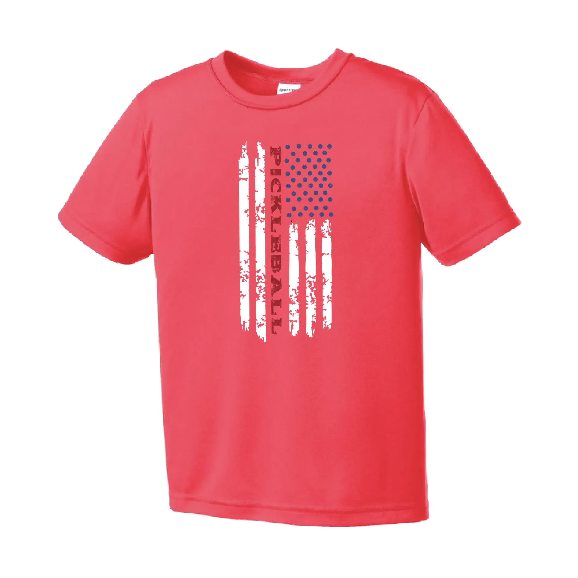 Pickleball Flag (Vertical) | Youth Short Sleeve Athletic Shirt | 100% Polyester