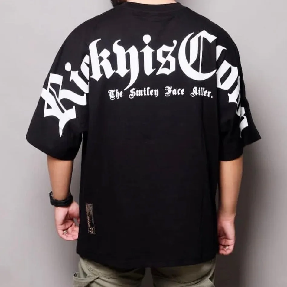 Rickyisclown [RIC] Gothic Logo Drop Shoulder Oversized Tee Black [R8210720M-A]