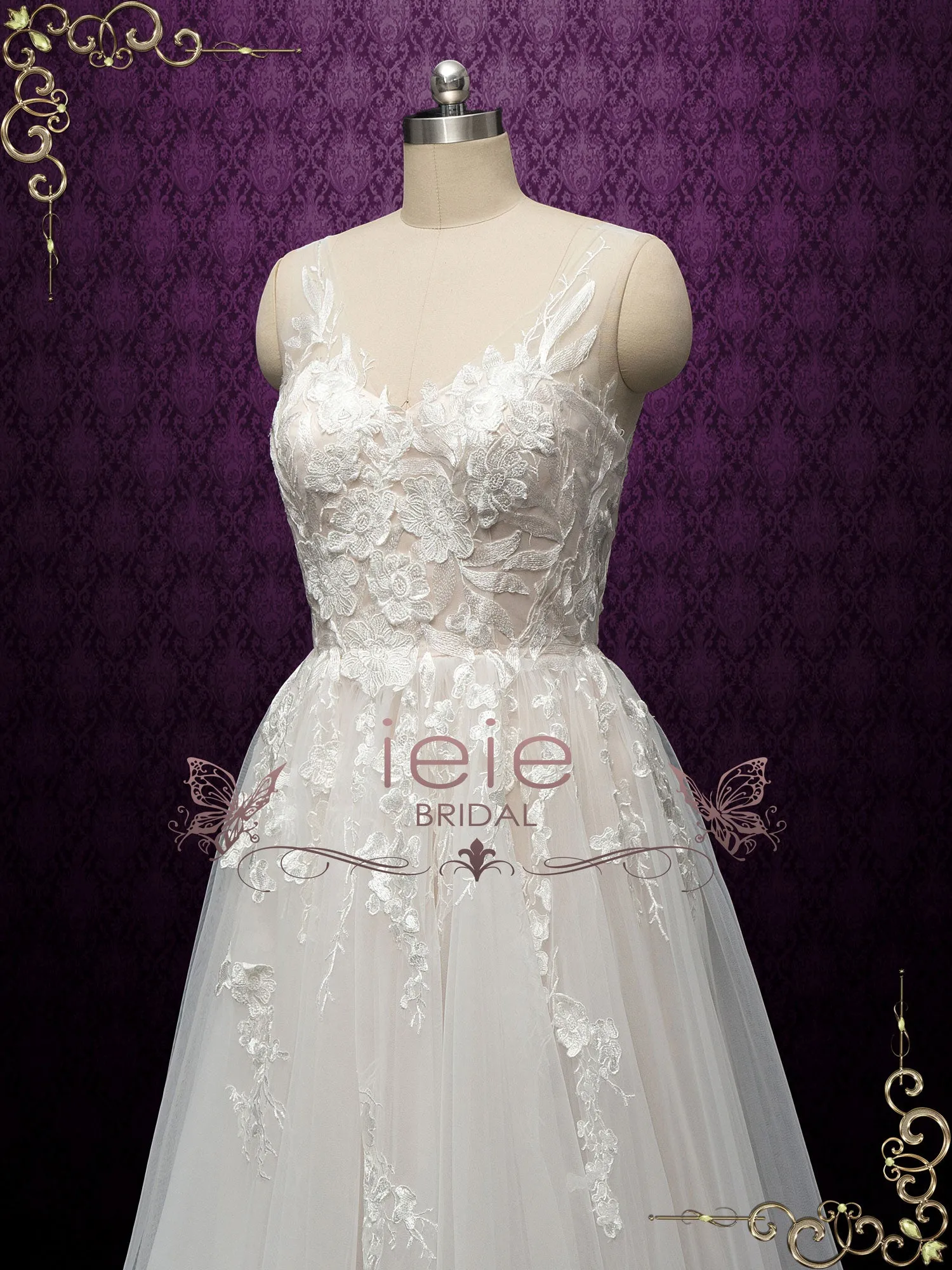 Romantic Lace Tulle Wedding Dress LYNETTE