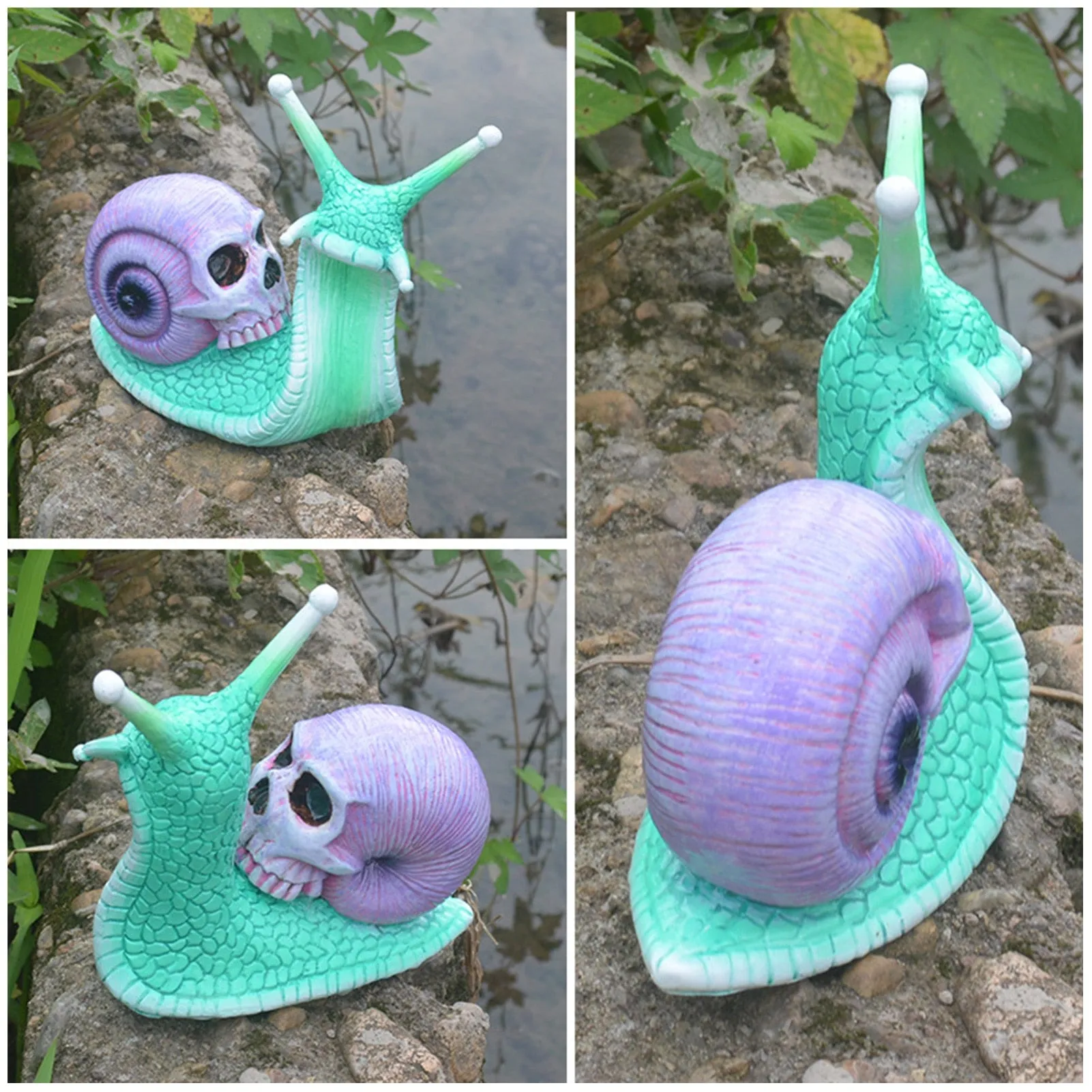 Snail Sculpture / Skull Sculpture / Snail Garden Statues / Gothic Decoration