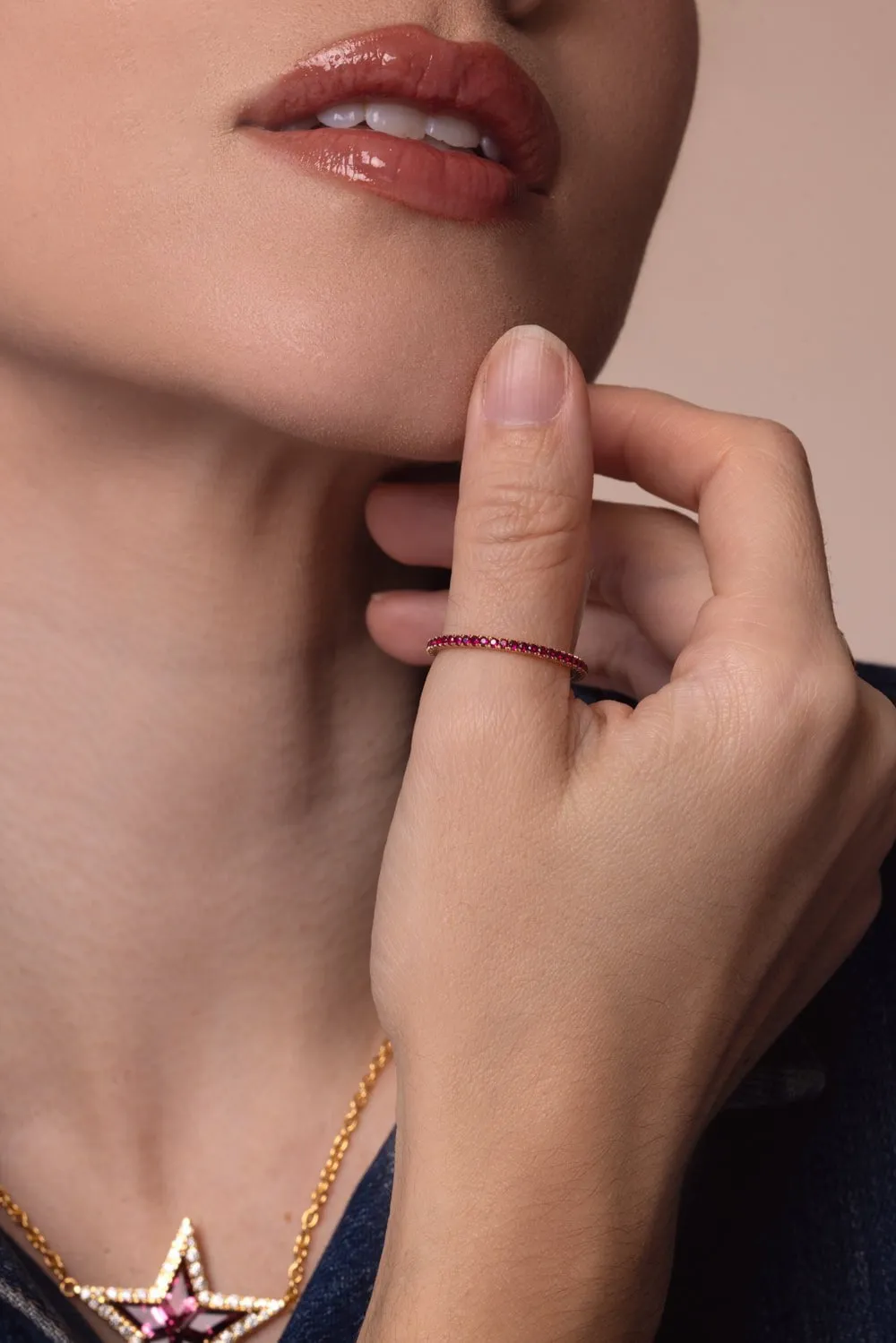 Stackable Slim Ruby Ring