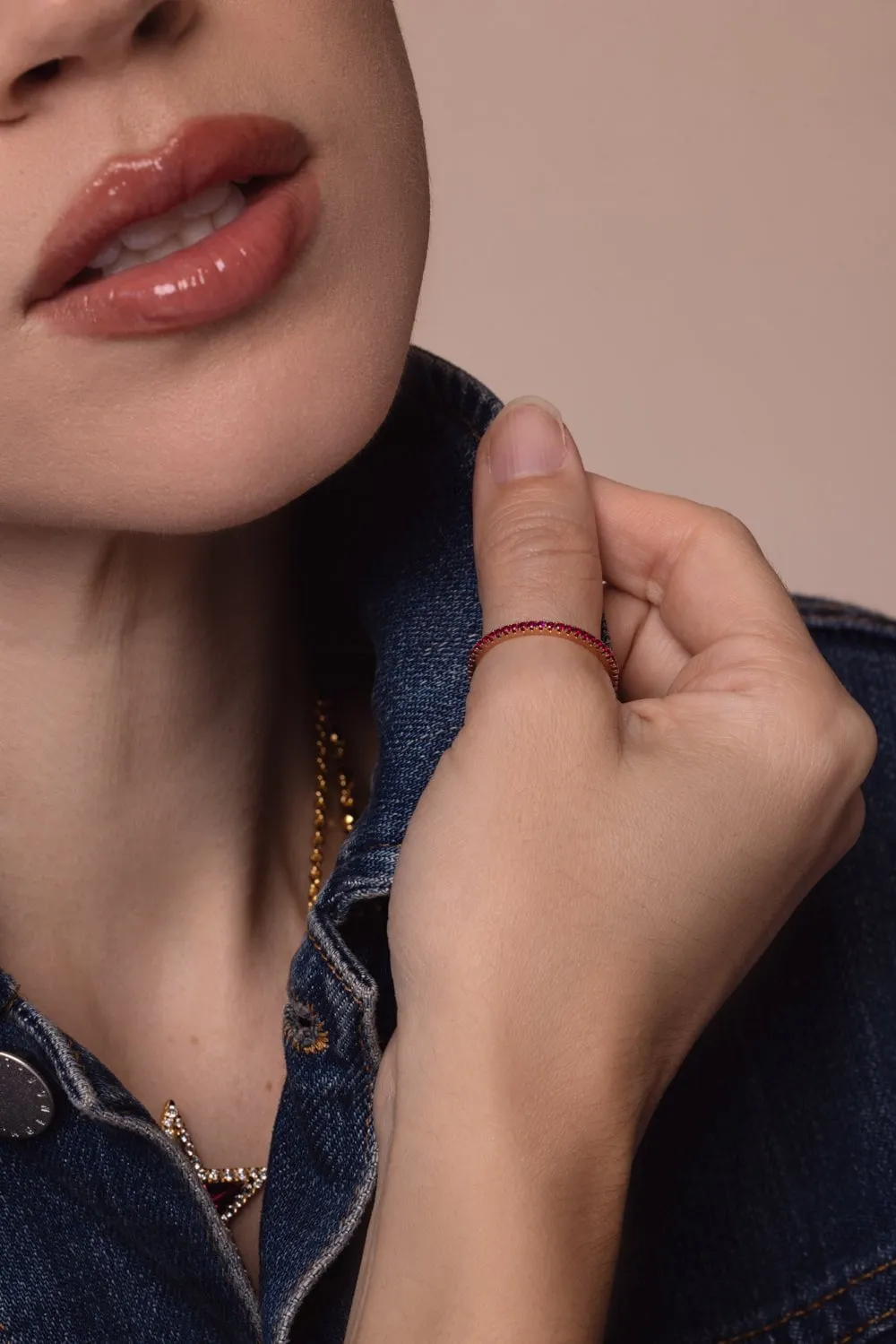 Stackable Slim Ruby Ring