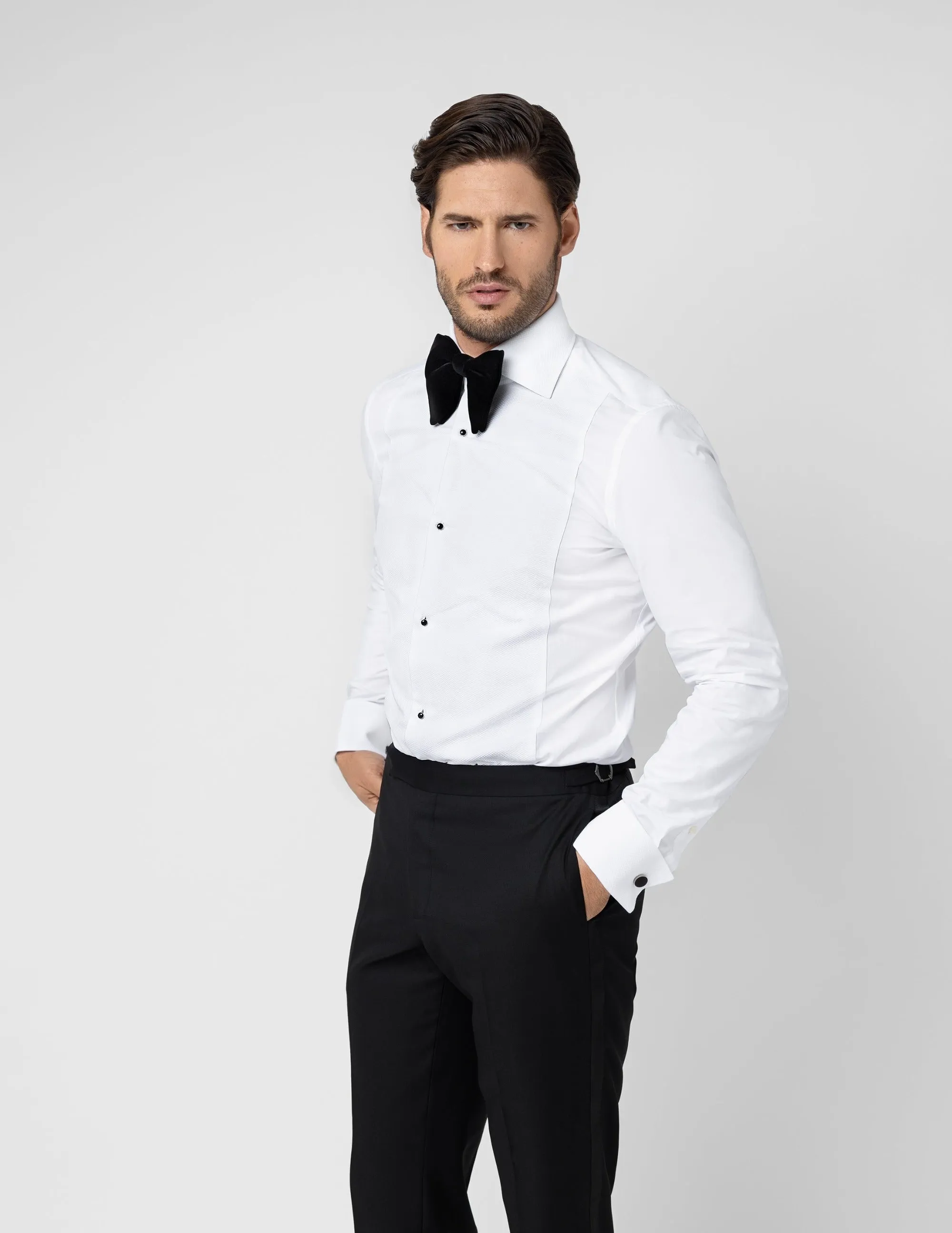 White Slim fit Tuxedo Shirt