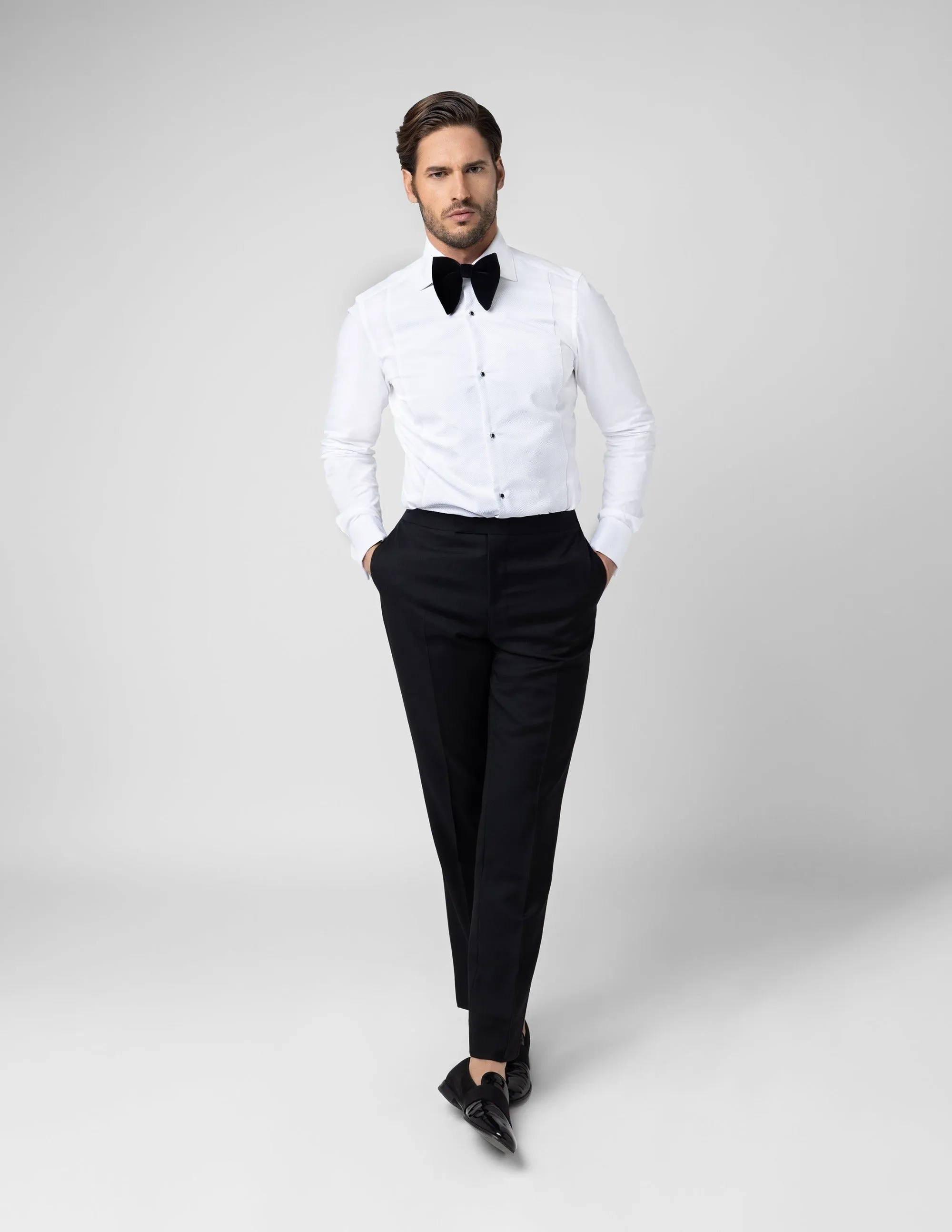 White Slim fit Tuxedo Shirt