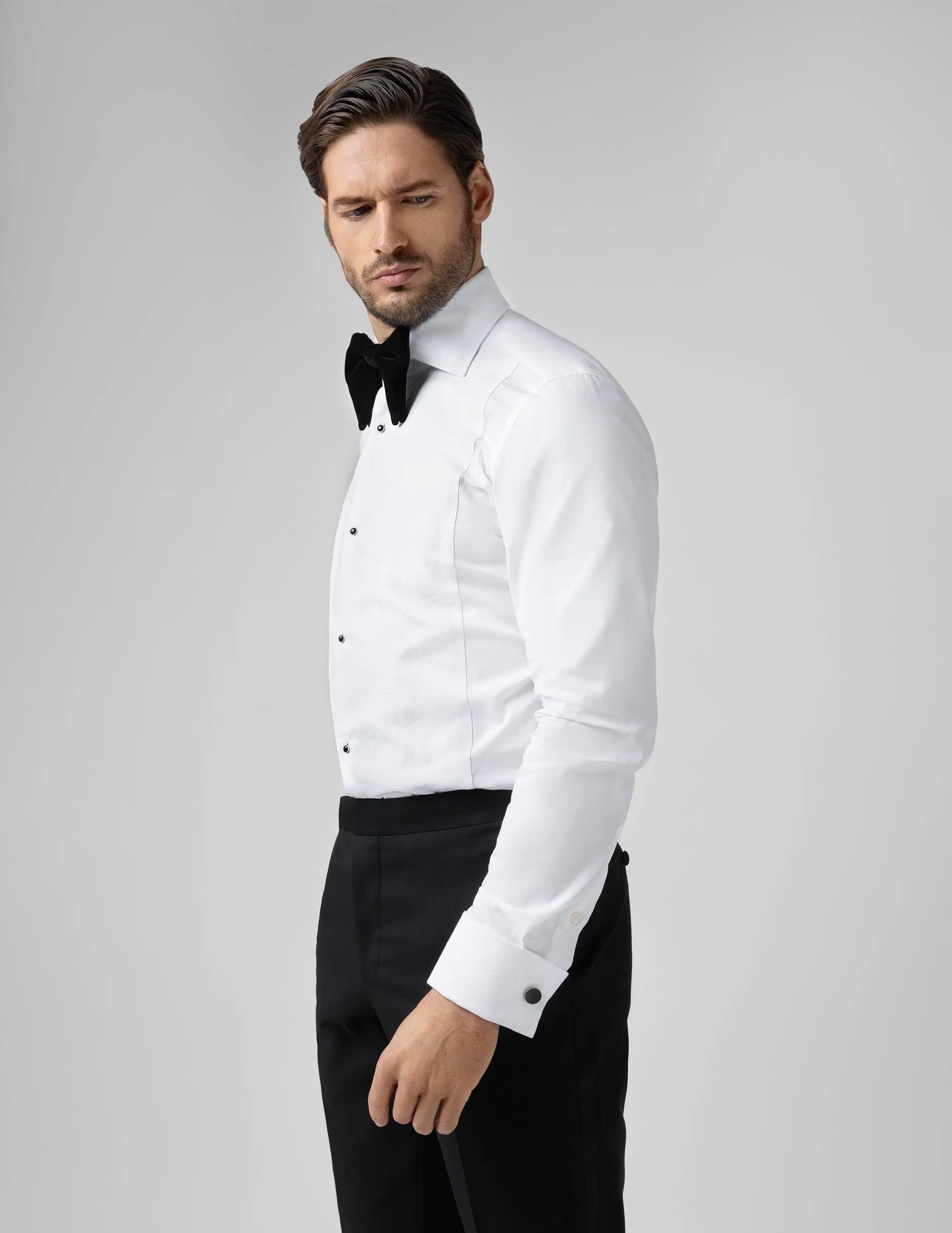 White Slim fit Tuxedo Shirt